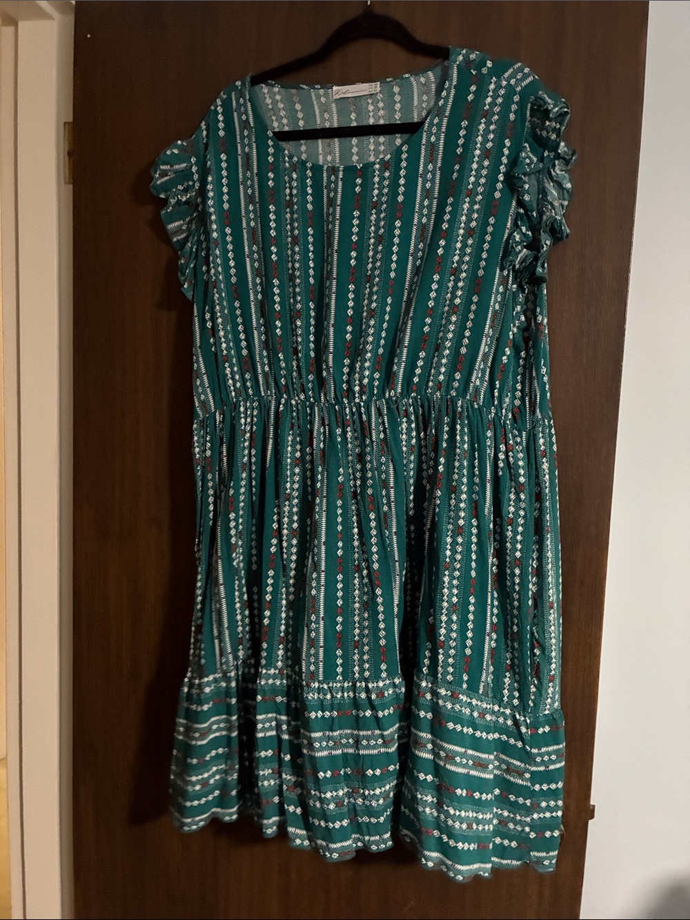 Women’s size 22 green Striped Ruffle Sleeve Dress